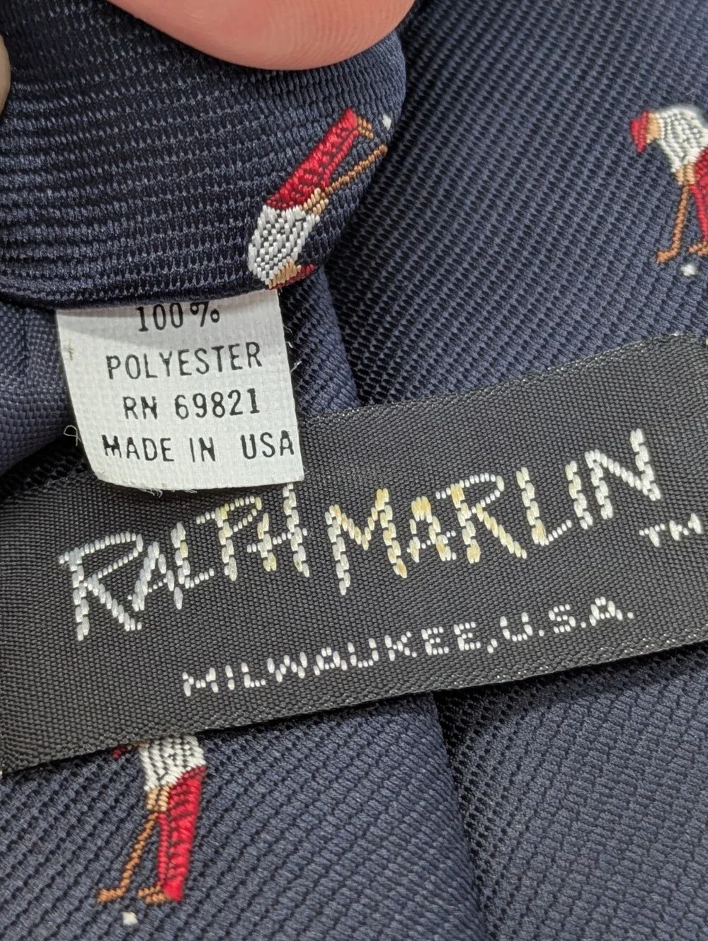 Vintage Ralph Marlin Blue Red Golfing Golfer Man Polyester Tie